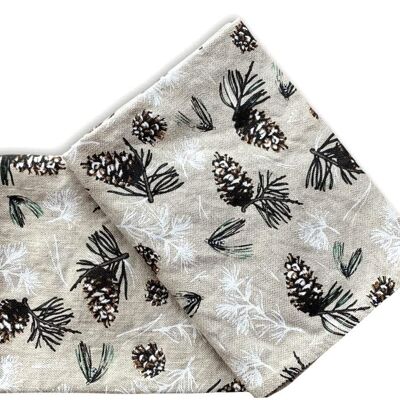 JOWOLLINA set of 2 gourmet tea towels 44x68 cm half linen stonewashed printed pine cones