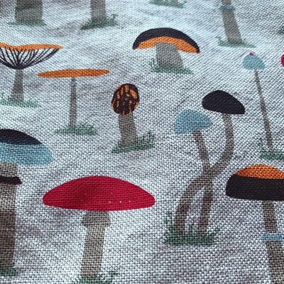 JOWOLLINA set of 2 gourmet tea towels 44x68 cm half linen stonewashed printed forest mushrooms colorful