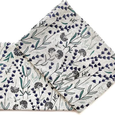 JOWOLLINA set of 2 gourmet tea towels 44x68 cm half linen stonewashed printed Provence lilac