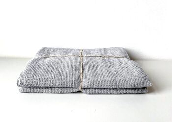 Drap de douche en piqué gaufré fin drap de bain lin délavé, gris - 50 x 70 cm 1