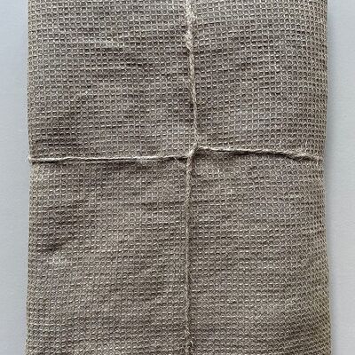 Toalla de ducha de piqué gofrado fino toalla de baño lino lavado a la piedra, safari - 100 x 160 cm