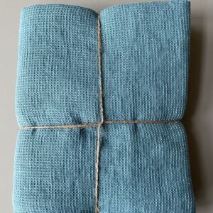 Drap de douche piqué gaufré fin drap de bain lin stonewashed, azul - 100 x 160 cm
