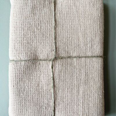 Asciugamano da doccia in fine piquet waffle telo da bagno in lino stonewashed, nudo - 70 x 140 cm