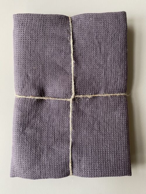 Feines Waffelpique Duschtuch Badetuch Leinen Stonewashed, Vintage Purple - 100 x 160 cm