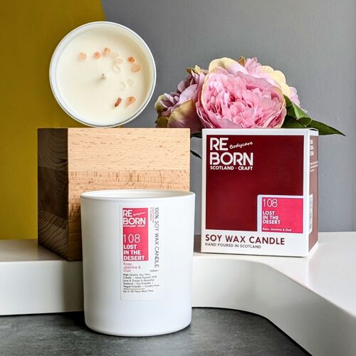 Reborn Soy Wax Candle - 108 Lost in the Desert - Rose, Jasmine & Oud (200ml)