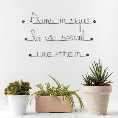 Decoración de pared de alambre - Cita "Sin música, la vida sería un error" para fijar - Joyería de pared