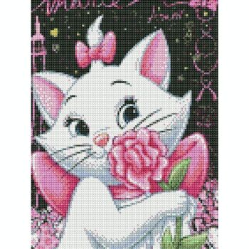 Peinture au diamant Kitty Marie avec une rose, 30x40 cm, forets ronds avec cadre 5