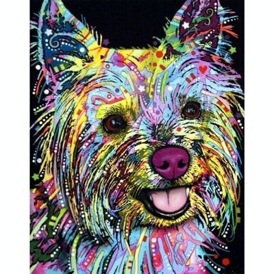 Pintura Diamante Terrier, 30x40 cm, Taladros Redondos
