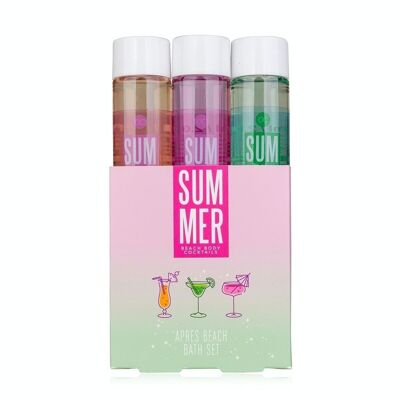 SUMMER COCKTAILS bath set in a gift box, 3 x shower gel, assorted fragrances: Peach Bellini / Citrus Margarita / Elderflowers Prosecco