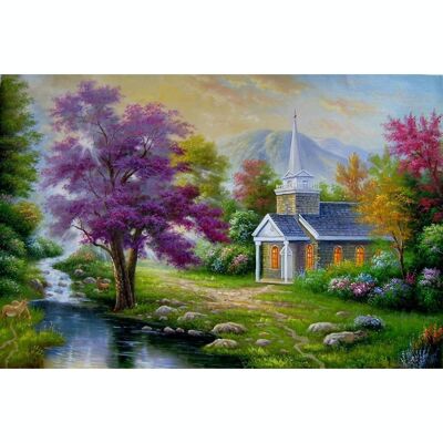 Diamond Painting House, 35x50 cm, Round Drills