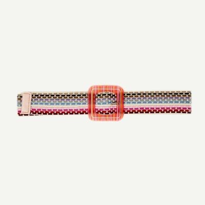 Woven belt with square buckle in pink