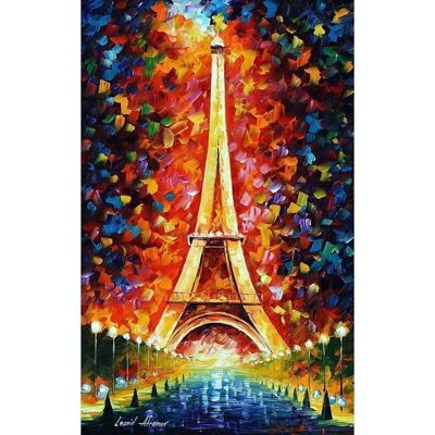 Cuadro Diamante Torre Eiffel Dorada, 30x50 cm, Taladros Redondos