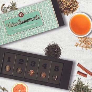 Coffrets cadeaux de thé Moments de bien-être - 5 types de thé différents - service à thé 3
