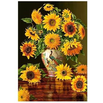 Vase Diamond Painting avec Tournesols, 40x50 cm, Forets Ronds 1