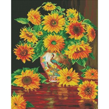 Vase Diamond Painting avec Tournesols, 40x50 cm, Forets Ronds 6