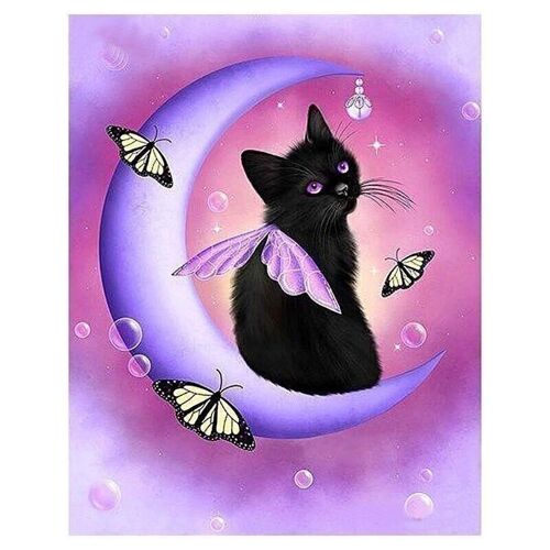 Diamond Painting Butterfly Kitten, 30x40 cm, Round Drills