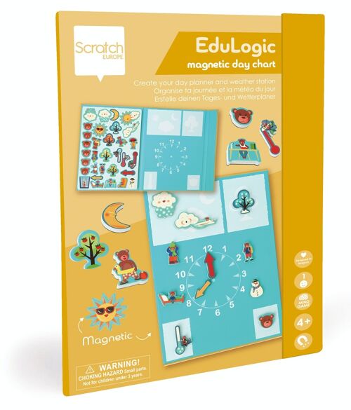 Scratch Livre EduLogic: AGENDA ET STATION MÉTÉO 18,2x25,6x1,3cm (plié), 51,5x25,6x1cm (déplié), magnétique, 4+
