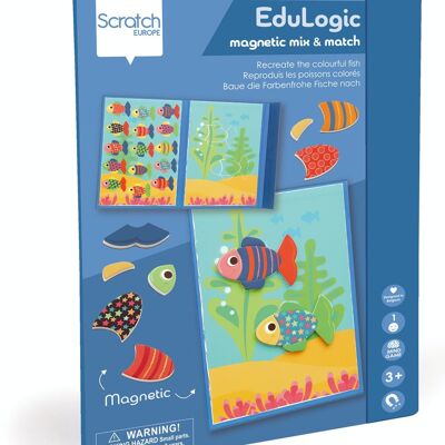 Scratch Livre EduLogic: Mix&Match/POISSONS COLORÉS 18,2x25,6x1,3cm (plié), 51,5x25,6x1cm (déplié), magnétique, 3+