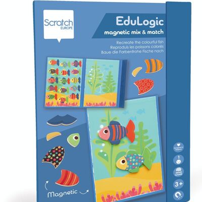 Scratch Livre EduLogic: Mix&Match/POISSONS COLORÉS 18,2x25,6x1,3cm (plié), 51,5x25,6x1cm (déplié), magnétique, 3+