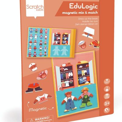 Scratch Livre EduLogic: Mix&Match/HABILLE TON OURS 18,2x25,6x1,3cm (plié), 51,5x25,6x1cm (déplié), magnétique, 3+