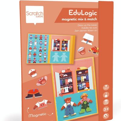 Scratch Livre EduLogic: Mix&Match/HABILLE TON OURS 18,2x25,6x1,3cm (plié), 51,5x25,6x1cm (déplié), magnétique, 3+