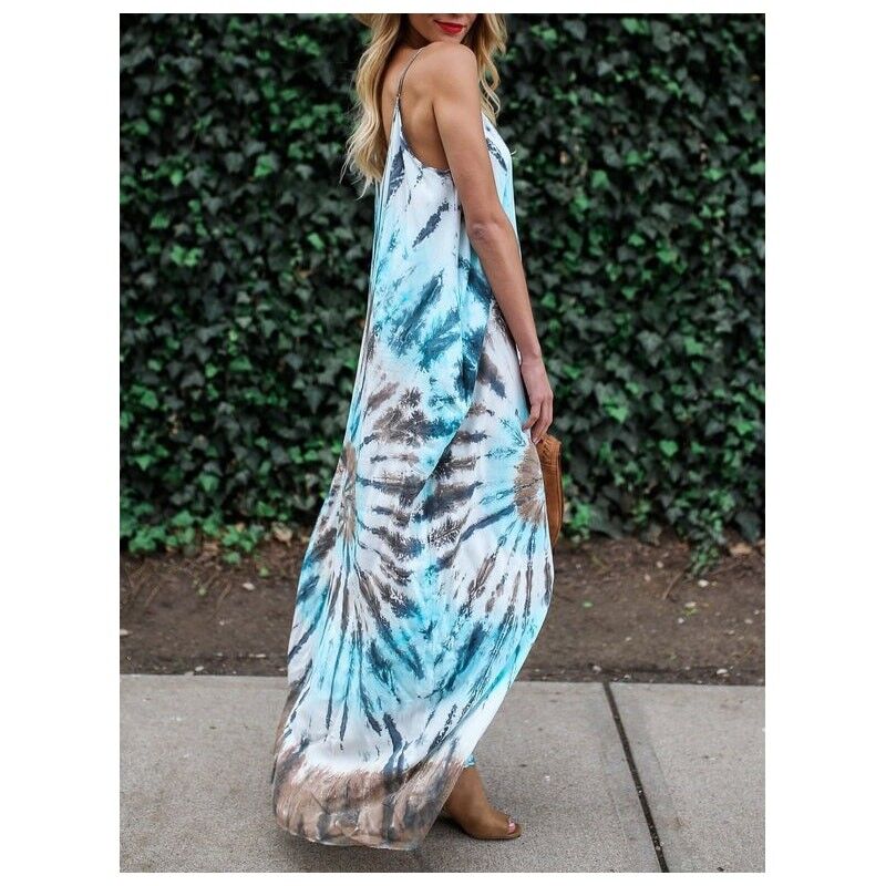 Vestido camisero de corte holgado con estampado de teñido anudado