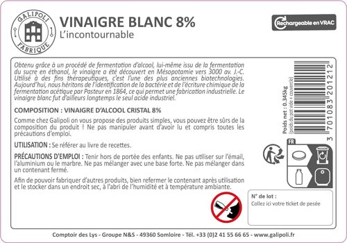 Etiquette VINAIGRE BLANC x 50