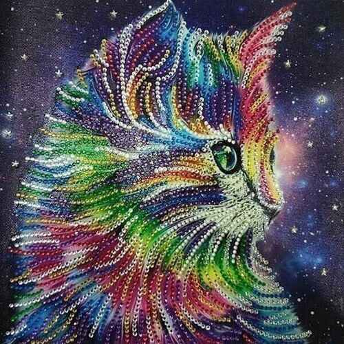 Diamond Painting Colorful Kitten, 30x30 cm, Special Drills