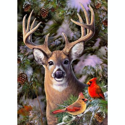 Diamond Painting Deer in the Forest, 40x50 cm, Square Drills with Frame