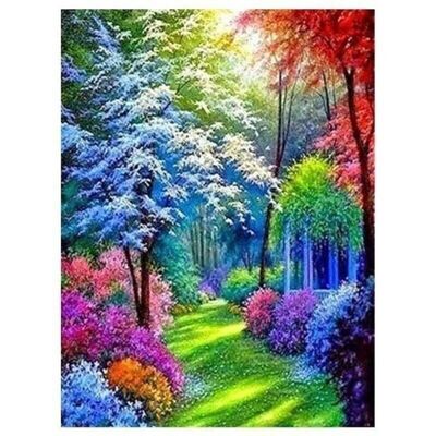 Diamond Painting Flower forest, 30x40 cm, Square Drills with Frame