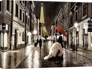 Peinture romantique sur toile : Pierre Benson, Un baiser à Paris 1