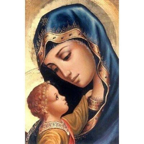 Diamond Painting Virgin and Child, 30x40 cm, Round Drills with Frame