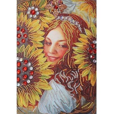 Diamond Painting Mädchen mit Sonnenblumen, 30x40 cm, Spezialbohrer