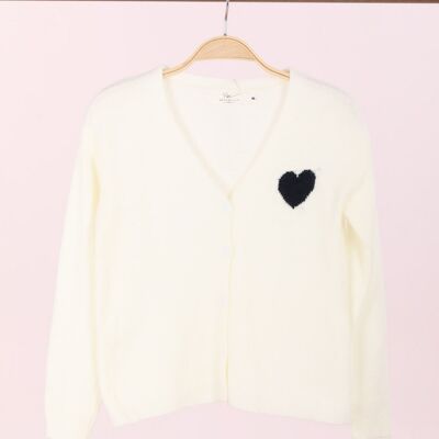 Buttoned cardigan with heart - G2268