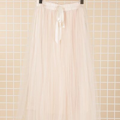Long tulle skirt with satin lining - J2100