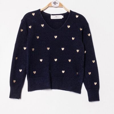 Heart embroidery jumper - P2225