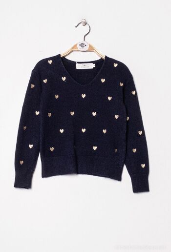 Pull broderie coeur - P2225 1