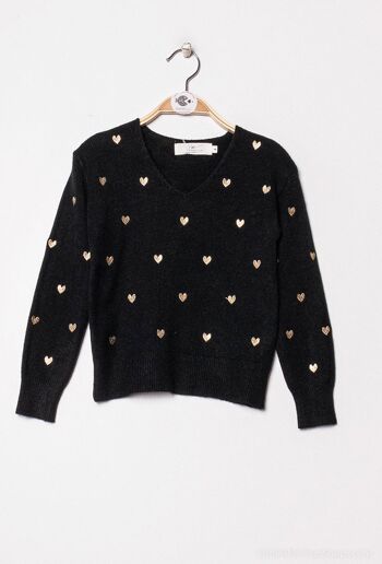 Pull broderie coeur - P2225 3