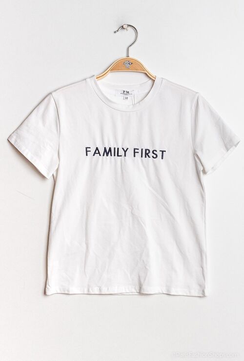 T-shirt à inscription "Family first" - T2230
