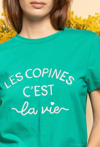 T-shirt à inscription “Les copines c'est la vie” - T2243 10