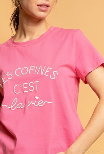 T-shirt à inscription “Les copines c'est la vie” - T2243 8