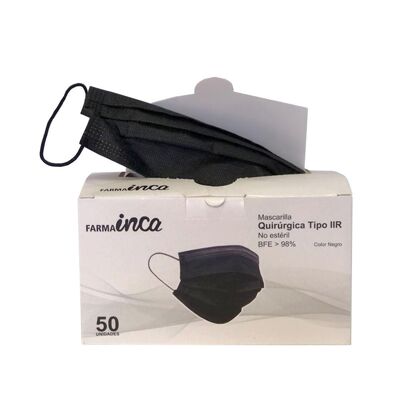 Box of 50 black IIR surgical masks