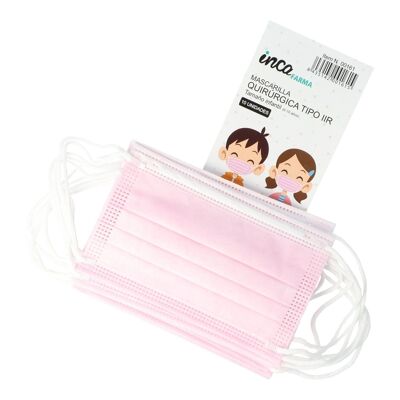 Pack of 10 Children's IIR Surgical Masks - Pink.