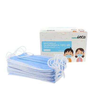 Pack de 50 Mascarillas Quirúrgicas Infantiles - IIR - Azul