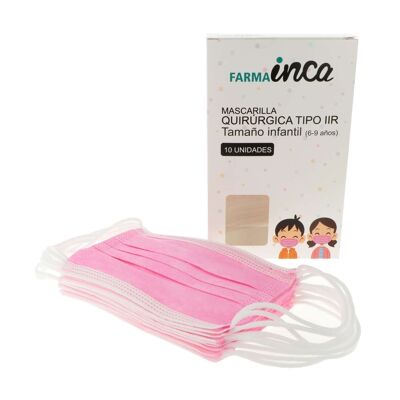 Pack de 10 Mascarillas Quirúrgicas IIR Infantiles - Rosa