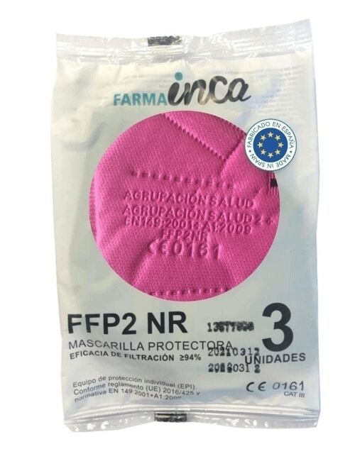 Mascarilla FFP2 NR - 3Uds - Adulto - Fucsia