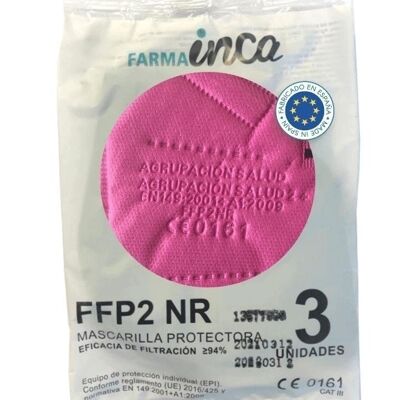 Mascarilla FFP2 NR - 3Uds - Adulto - Fucsia