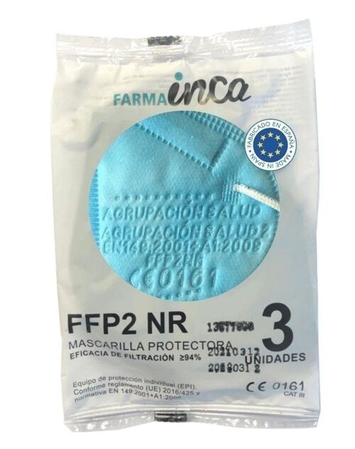 Mascarilla FFP2 NR - 3Uds - Adulto - Turquesa