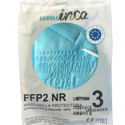 Masque FFP2 NR - 3 unités - Adulte - Turquoise