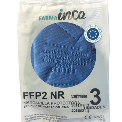Masque FFP2 NR - 3 unités - Adulte - Bleu marine